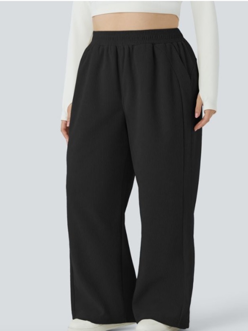 HALARA Wide Leg Corduroy Pants in Black - Picture 4 of 6
